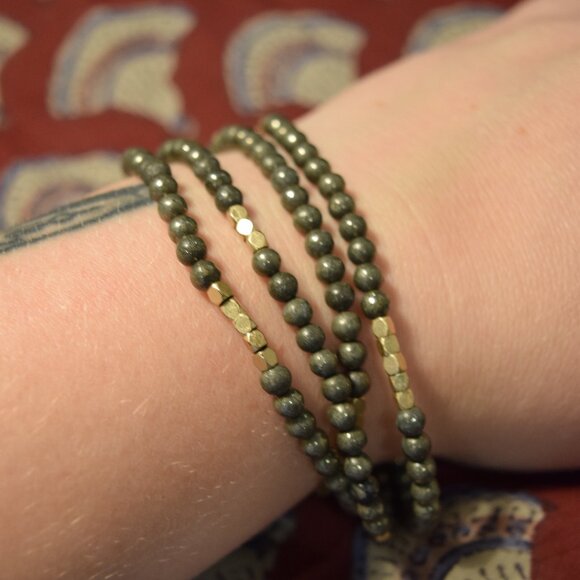 Gold & Metallic Beaded Wrap Bracelet – Layered Boho Jewelry - Picture 4 of 4